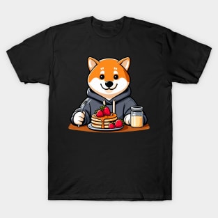 Shiba Inu Loves Strawberry Pancakes T-Shirt